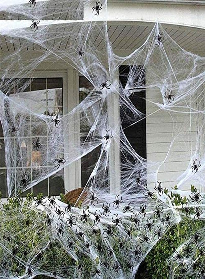 Partytoko Streachable Spiders Web with 2 Fake Spiders White 1 Pack Set - Image 3